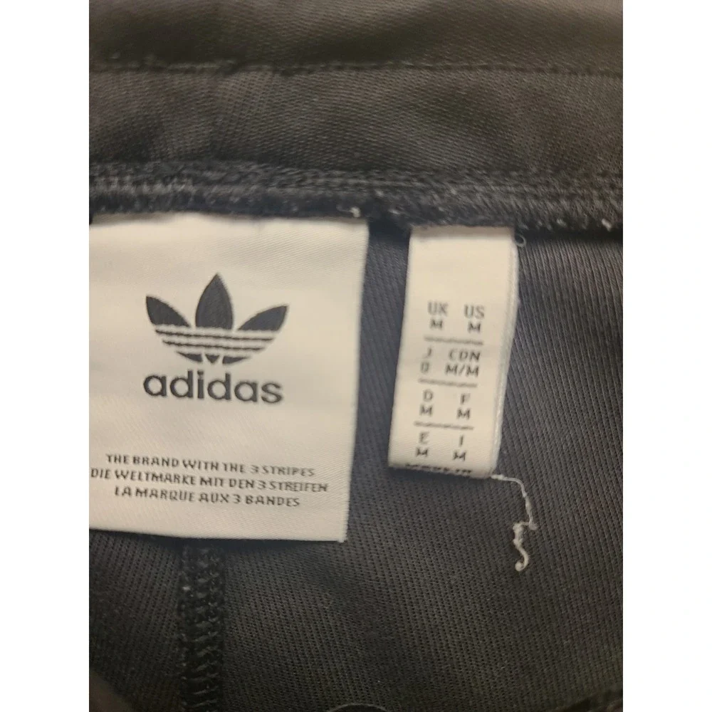 Adidas Originals Mens Black White Stripe Track Pants Joggers Medium Trefoil Logo